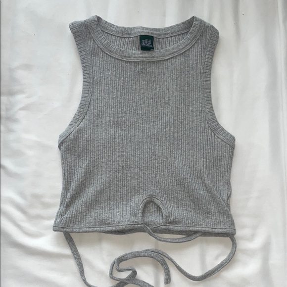 Gray Ribbed Tank Top - Picture 3 of 4